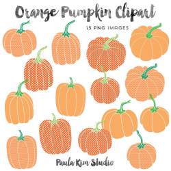 Orange Pumpkin Clip Art, Chevron and Polka Dot Pattern Pumpkins ...