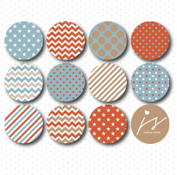 Clipart Circles with Stars Chevron Polka Dots and Stripes in Blue ...