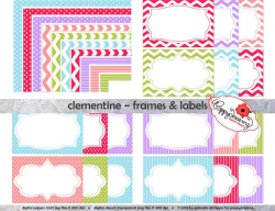 Clementine Frames & Labels: Clip Art Pack Card Making Digital Frames ...