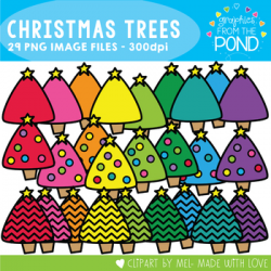 Christmas Trees - Chevron and Plain - Clipart for Teaching Resources