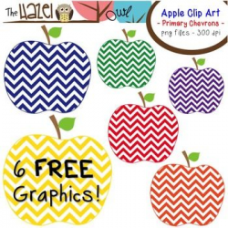 FREE Primary Chevron Apple Clip Art! 6 FREE Graphics! | Digital ...