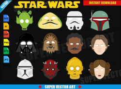 Star Wars Mask Han Solo, Chewbacca, Lando, C3P0, Darth Vader Vector Clipart  Logo (SVG EPS png) Party Props Photo Booth StarWars Disney Movie