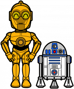 3044 Star Wars C-3PO + R2D2 Cute Art , Height 8 cm, decal sticker