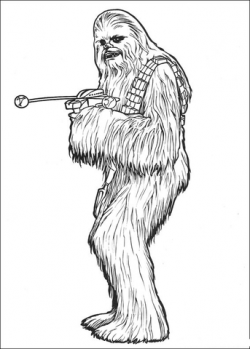Chewbacca with bowcaster coloring page | Free Printable Coloring Pages
