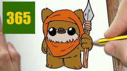 HOW TO DRAW A EWOK CUTE, Easy step by step drawing lessons for kids ...