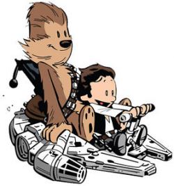 Calvin and Hobbes Han Solo and Chewbacca Play Star Wars Graphic Tee ...