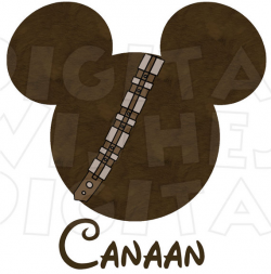 Chewbacca Wookie Star Wars Mickey Mouse head Digital Iron on