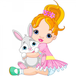 CLIPART GIRL WITH RABBIT | Royalty free vector design | картинки ...