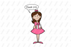 Thank You Smiling Girl Character Clip Art - Royalty Free Clipart ...