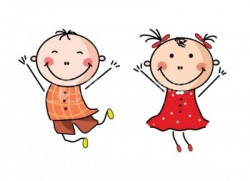 Happy boy and girl clipart design elements stock graphics image ...