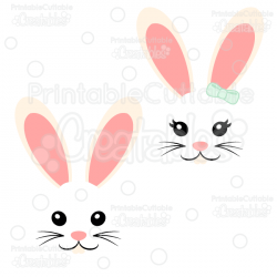 Girl & Boy Easter Bunny Face Free SVG Cut File & Clipart for ...