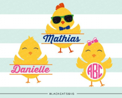 Easter Chick - monograms and name - SVG boy and girl file Cutting File  Clipart in Svg, Eps, Dxf, Png for Cricut & Silhouette - baby chicks