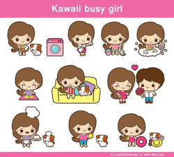 Kawaii girl clip art, cute girl clipart, kawaii girl clipart ...