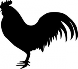 Male Chicken Clipart Image: Black and white cartoon silhouette of a ...
