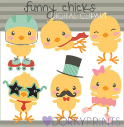 Funny Easter Chicks Spring Clipart – Dorky Doodles