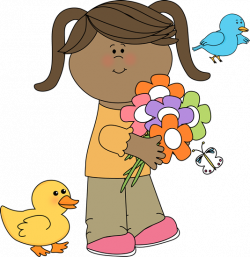 Cute Spring Clip Art | Spring Friends Clip Art Image - little girl ...