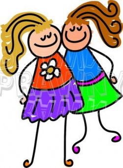clip art cartoon friends | Happy Cartoon Two Little Girl Friends ...