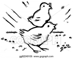 Stock Illustration - A black and white version of two small chirping ...