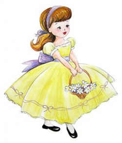 Little girl clipart. Vintage Children's Book style illustration ...