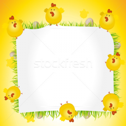 Holidays Easter Chicken Poster vector illustration © Benoit Chartron ...
