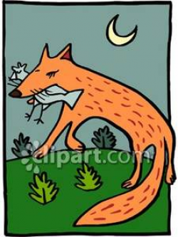 Fox With A Bird In Its Mouth - Royalty Free Clipart Picture