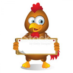 Cartoon Chicken Holding A Wooden Placard premium clipart ...
