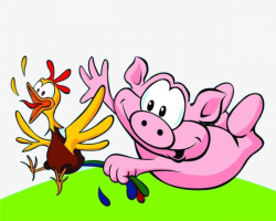Cartoon Pig Chicken, Cartoon, Pigs Catch Chickens, Free Pig PNG ...