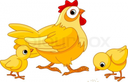 Mother hen with its baby chicks stock vector on Colourbox ...