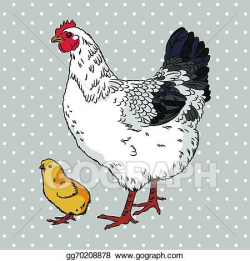 Vector Illustration - Realistic broody chicken and baby chick side ...