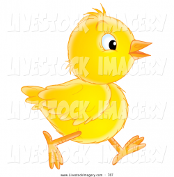 Clip Art of a Cute Yellow Baby Chick Running in Profile by Alex ...