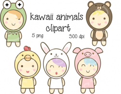 SALE Kawaii Animals Cute Frog Chicken Rabbit Bear Pig Clipart