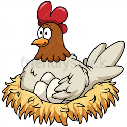 Hen In Nest With Eggs Cartoon Vector Clipart | Hen chicken, Hens and ...