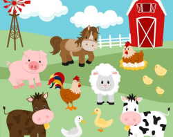 Farm Animal Faces Clipart Set - animal faces, farmyard, farm, cow ...