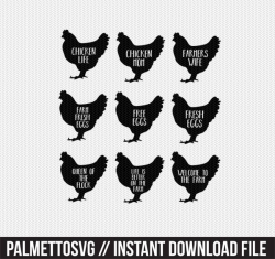 hen chicken farm set svg dxf file instant download stencil ...