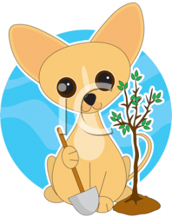 iCLIPART - Royalty Free Clipart Image of a Chihuahua Planting a Tree ...