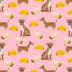 chihuahua dog pink chihuahua fabric with tacos mexican food burrito ...