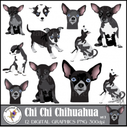 Chi Chi Chihuahua set 3 dog clip art graphics - 11 gorgeous full ...