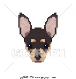 Vector Stock - Chihuahua head in pixel art style. Stock Clip Art ...