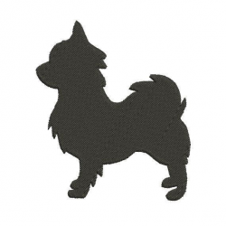 Long Haired Chihuahua Silhouette Embroidery Design in 2 Sizes