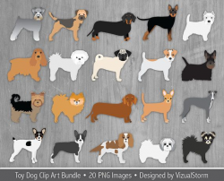 Toy Dog Clipart Bundle 20 Small Dog Breeds Pet Scrapbooking Graphics ...