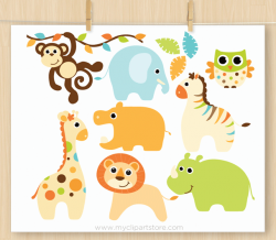 Baby Boy Safari Animals - Premium Vector Clip Art by MyClipArtStore