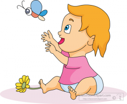 Baby Clipart- little-child-looking-at-flying-insect - Classroom Clipart