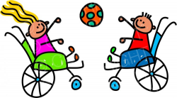 Happy Cartoon Disabled Kids Playing Ball, Toddler Art Prawny Clip ...