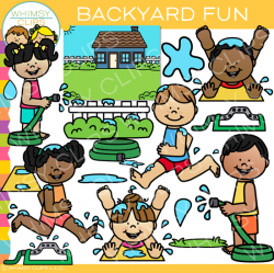 Summer Kids Having Fun in the Backyard Clip Art , Images ...