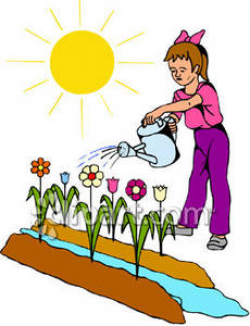 Child Watering a Flower Garden | Clipart Panda - Free Clipart Images