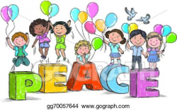 EPS Vector - Children on the word peace. Stock Clipart ...