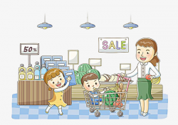 Mother And Children Go Shopping, Mom, Child, Shopping PNG Image and ...