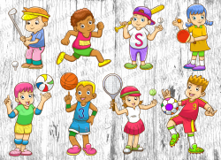 8 Cartoon Sport Kids clipart Kids clipart Sport