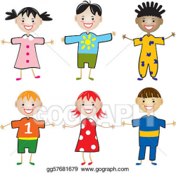 Vector Art - Rows of young children. Clipart Drawing gg57681679 ...
