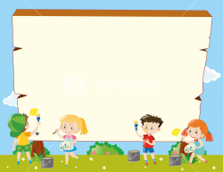 Border template with kids painting illustration Royalty-Free Stock ...
